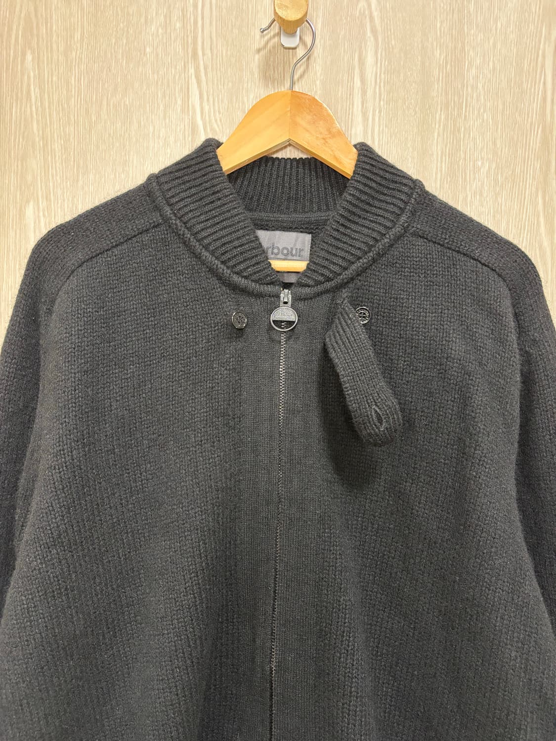 바버 인터내셔널 라이딩 울집업 스웨터XXL/넉넉110/블랙 상품이미지2