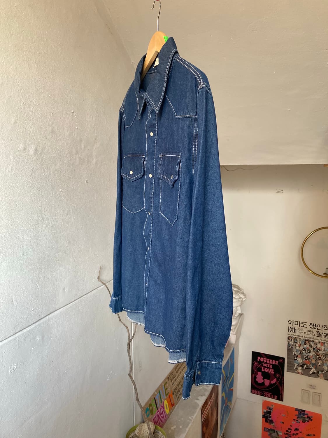 웨스턴 똑딱이 단추 데님 셔츠 상품이미지4