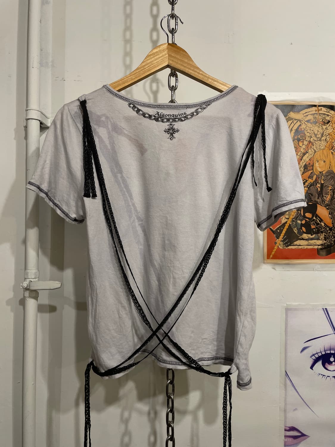 algonquins 알곤퀸즈 체인 프린팅 화이트 티셔츠 펑크 상품이미지6