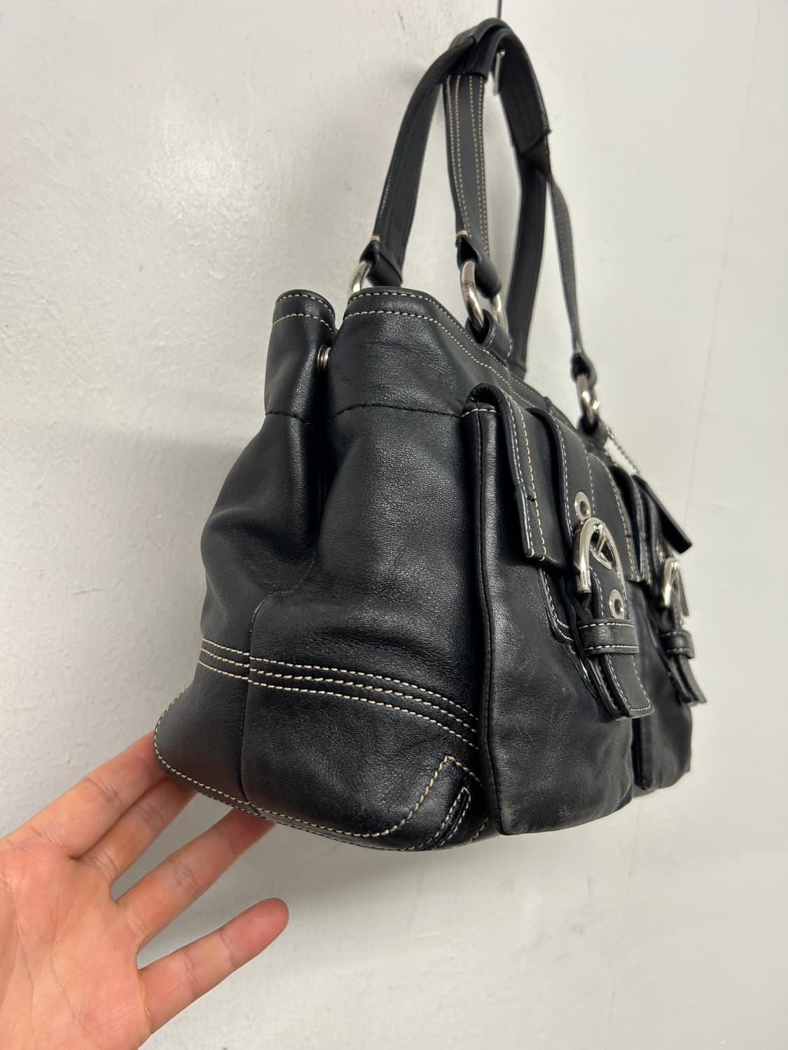 빈티지 코치 블랙 레더 토트백 상품이미지3