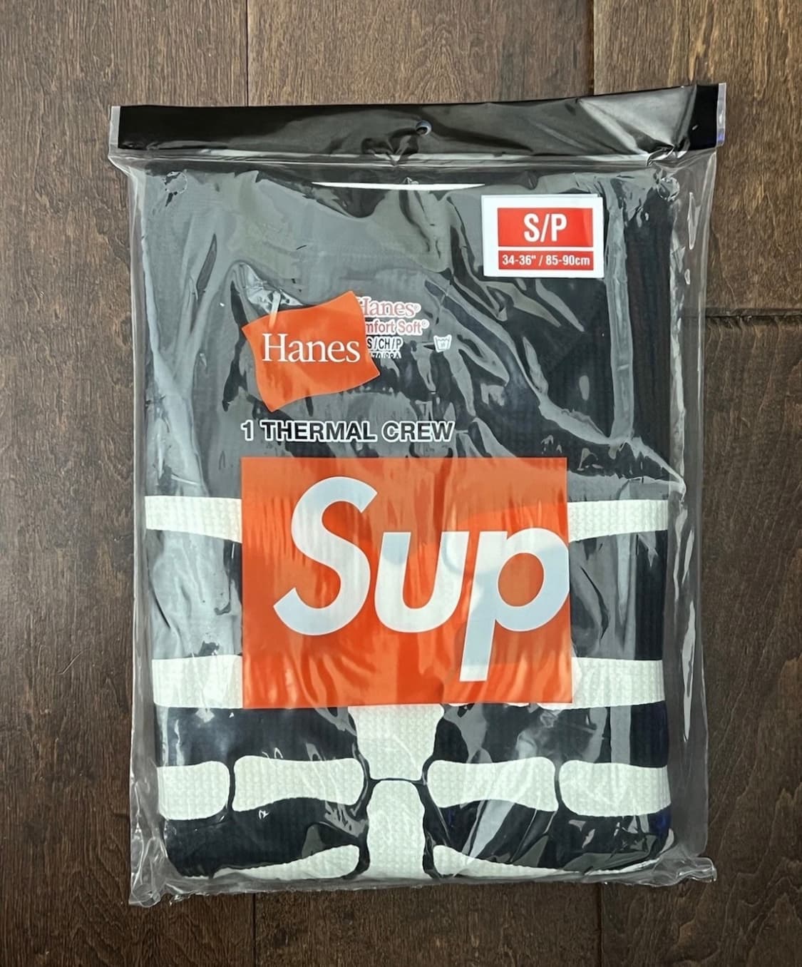 [S,XL]슈프림 헤인즈 본즈 써멀 크루 블랙 (1개입) 상품이미지1