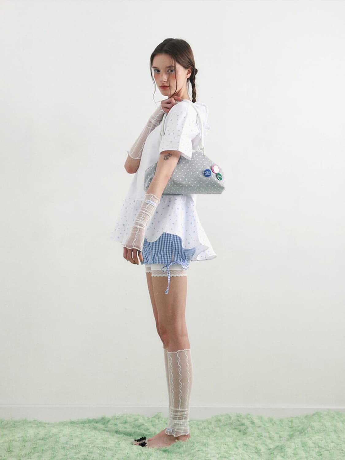 배드블루 도트 코지 덤플링백 그레이 상품이미지4