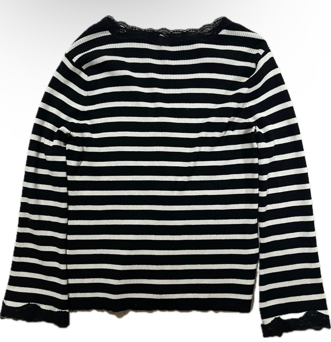 스트라이프 레이스 클립 가디건 빈틴지 상품이미지4