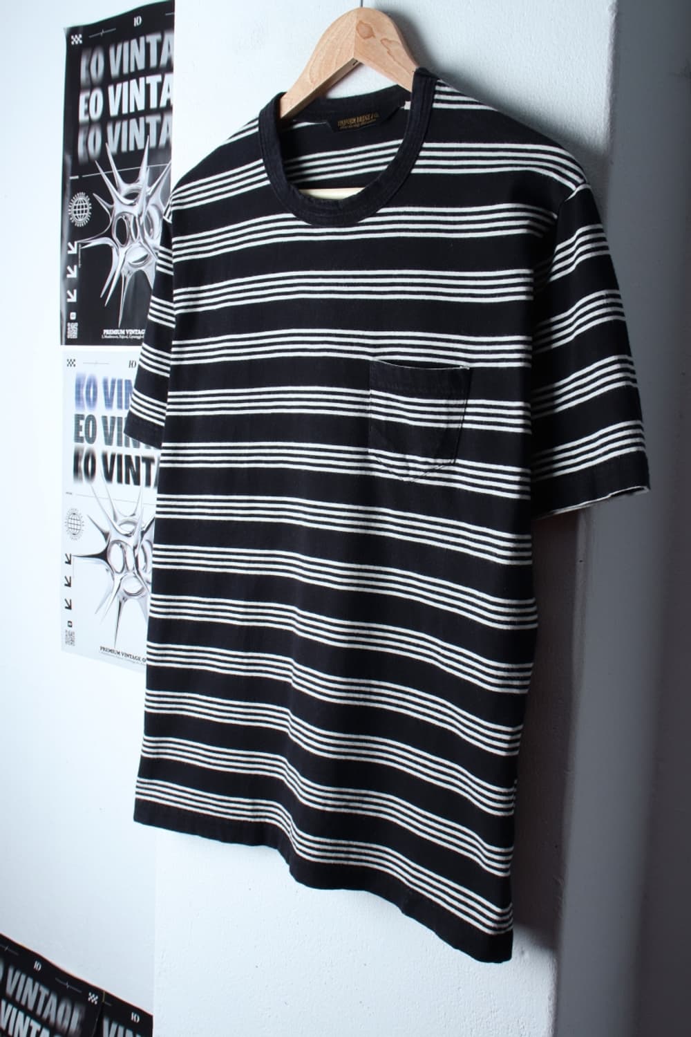 (M-XL) 유니폼브릿지 반팔 티셔츠 스트라이프 블랙 에이징-H31422 상품이미지1