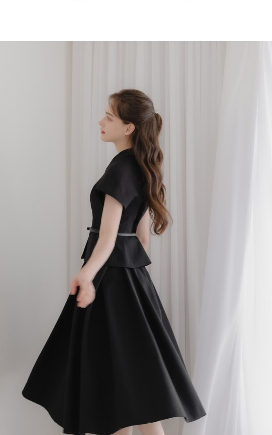 르로망 Cap-sleeve Jacket(벨트 제공) / Black 상품이미지5