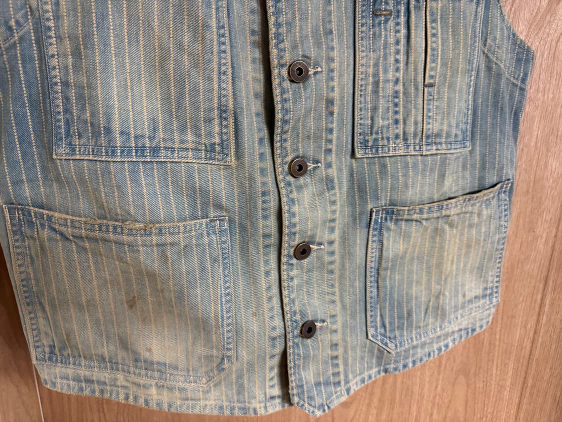 더블알엘(RRL) 인디고 스트라이프 트윌 베스트 L사이즈 상품이미지4