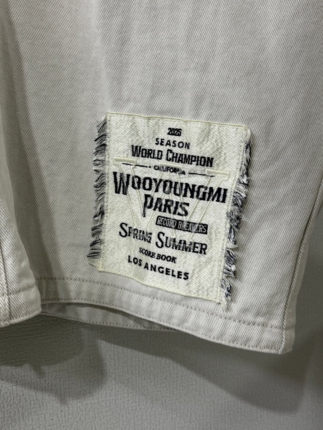 [50] 우영미 레더카라 데님 코트 자켓 오프화이트 상품이미지7