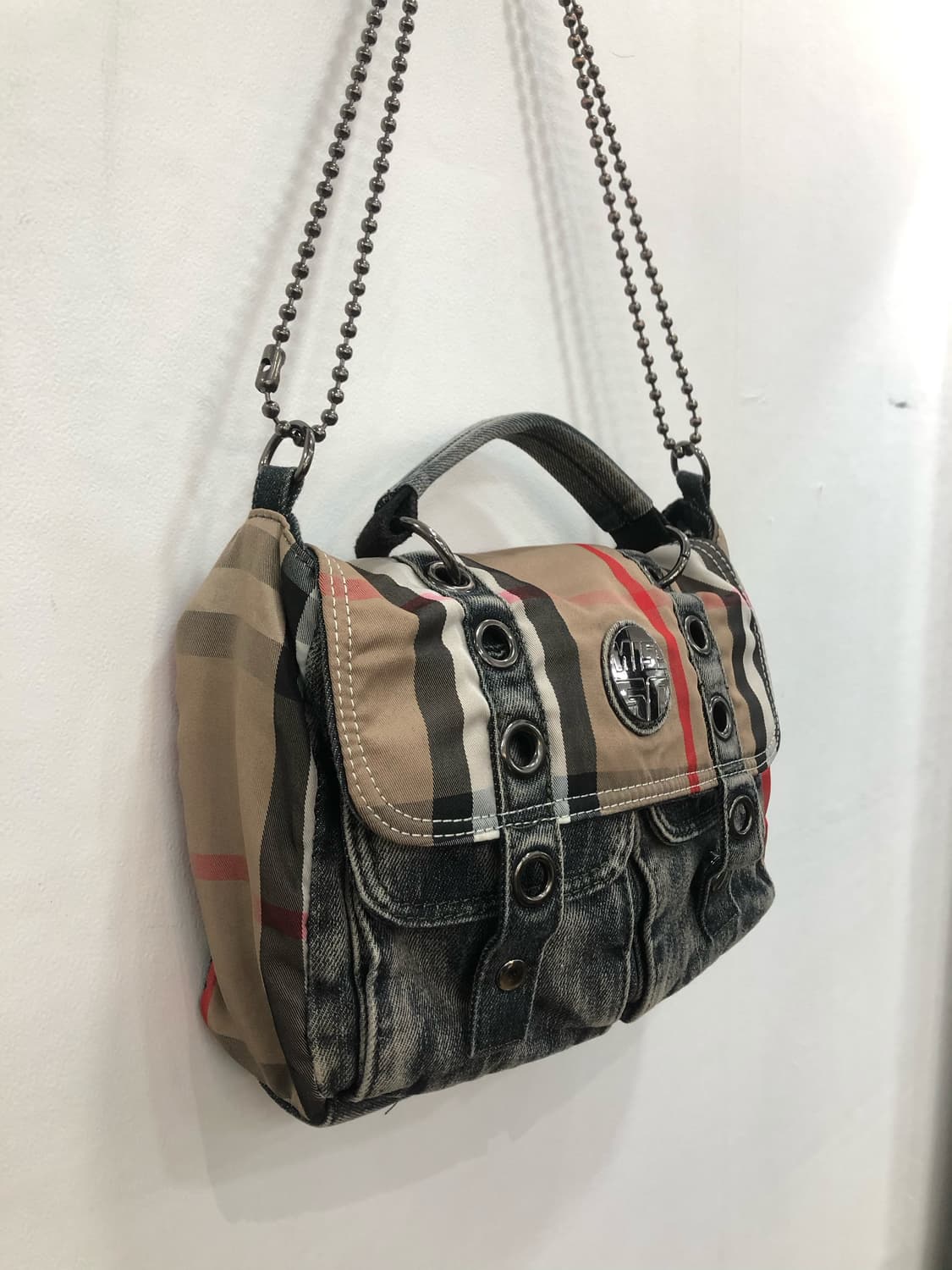 check pattern denim two pocket 숄더백  상품이미지4