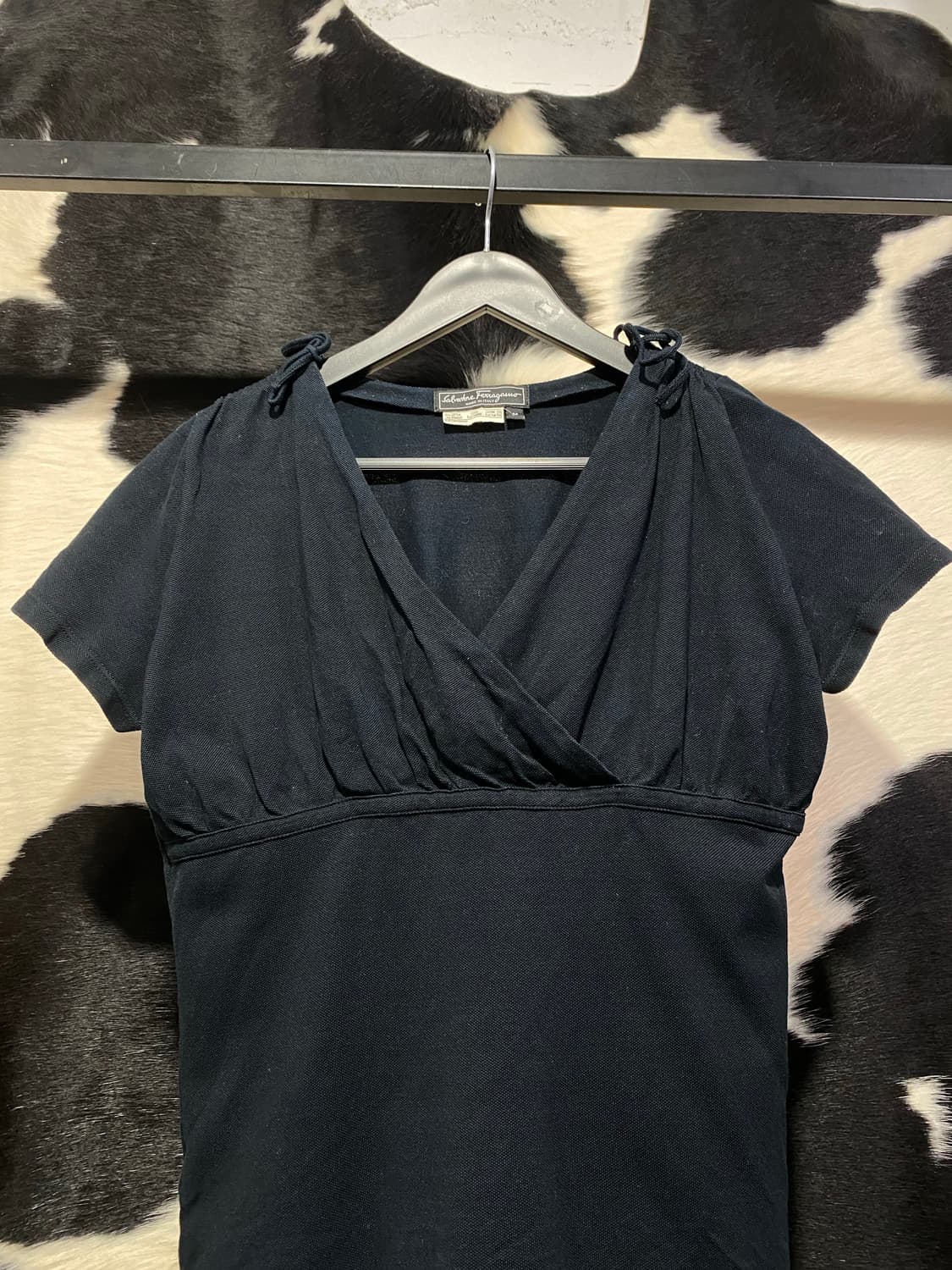 Salvatore Ferragamo 끈 디테일 게더 반팔디셔츠 상품이미지3