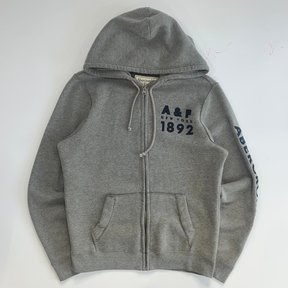 Abercrombie 아베크롬비 A&F 사이드로고 그래이 후드집업 상품이미지3