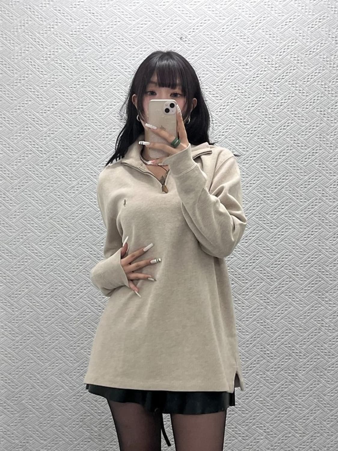 폴로 랄프로렌 빈티지 모던캐주얼 오트밀 반집업 니트 L C10940 상품이미지1