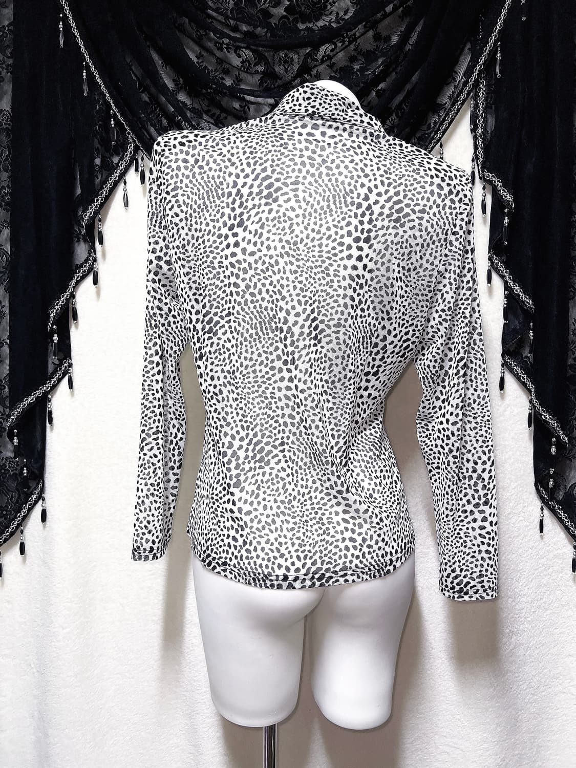 레오파드 호피 시스루 블라우스 셔츠 오네갸루 펑크 헤이세이 시부야 핀터 상품이미지8
