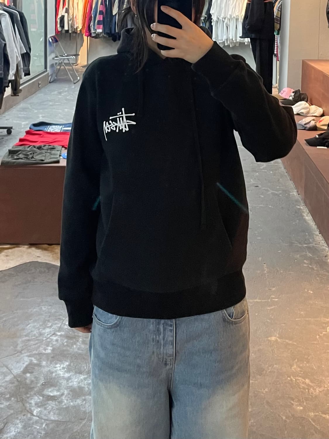 스투시 베이직 로고 블랙 후드티 H2374 상품이미지1