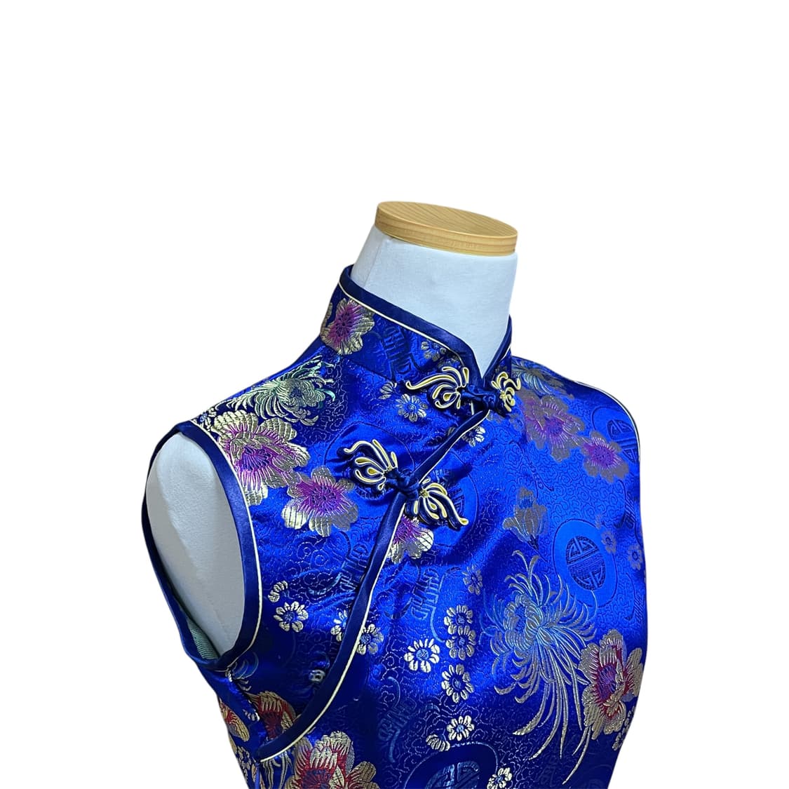 [Vintage] Royal Blue Gold Jacquard Qipao 상품이미지6