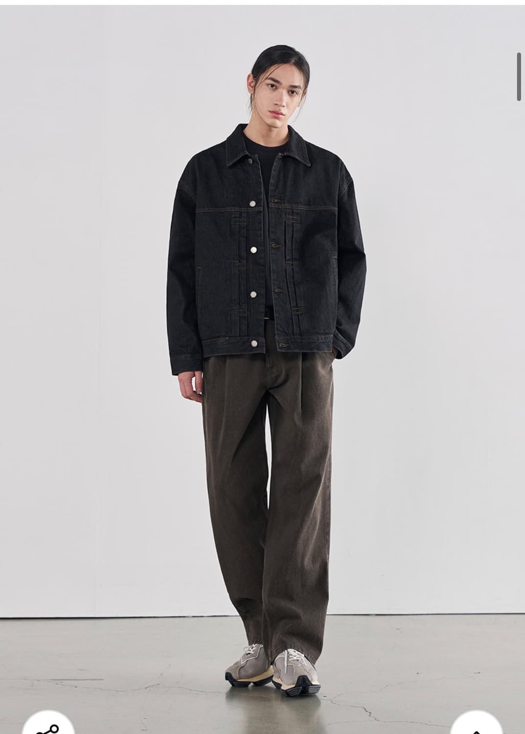 (새상품) (L) 아워데이즈 플리츠 생지 데님 트러커 자켓 [BLACK] 상품이미지4