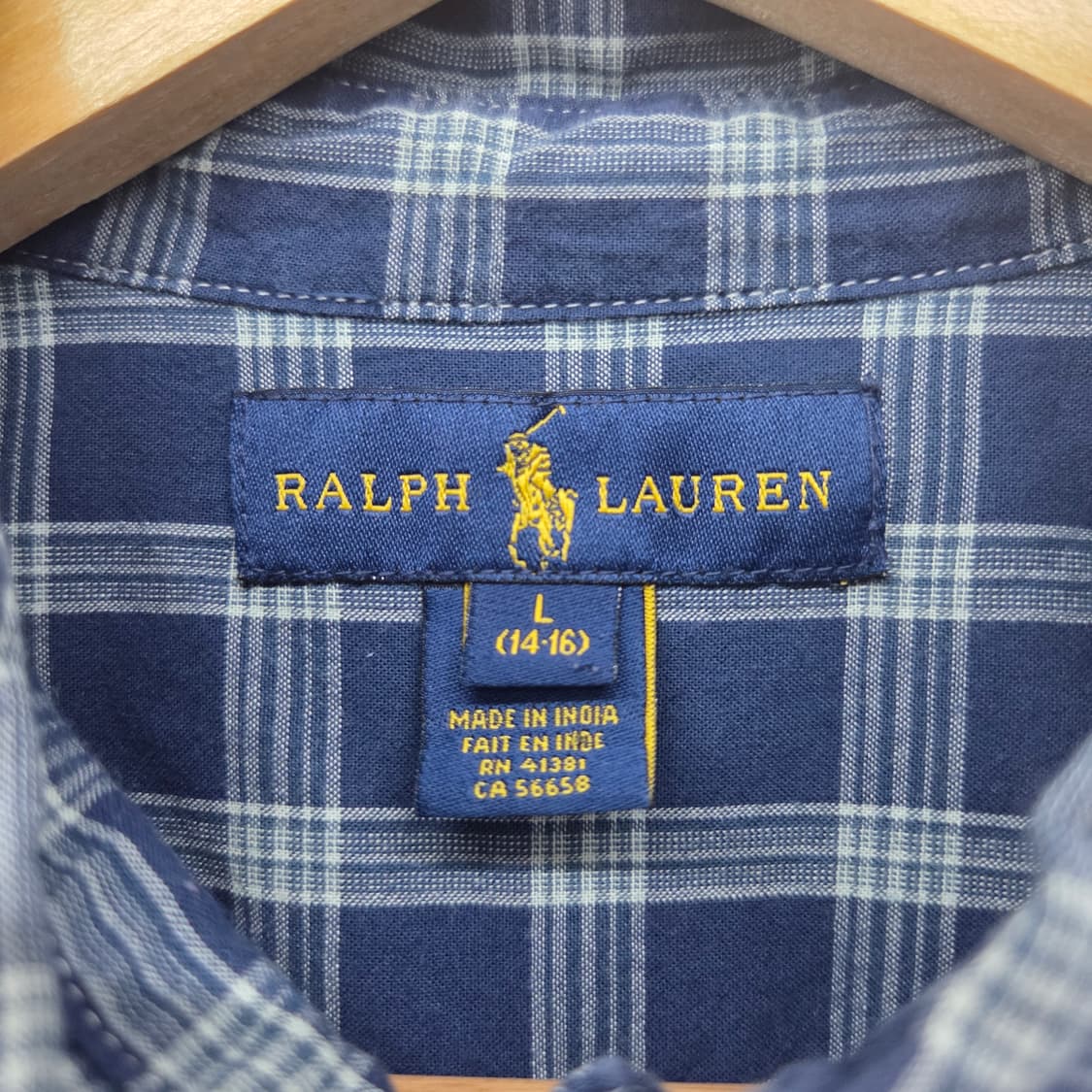 폴로 랄프로렌 체크 반팔 셔츠 네이비 여L 상품이미지3