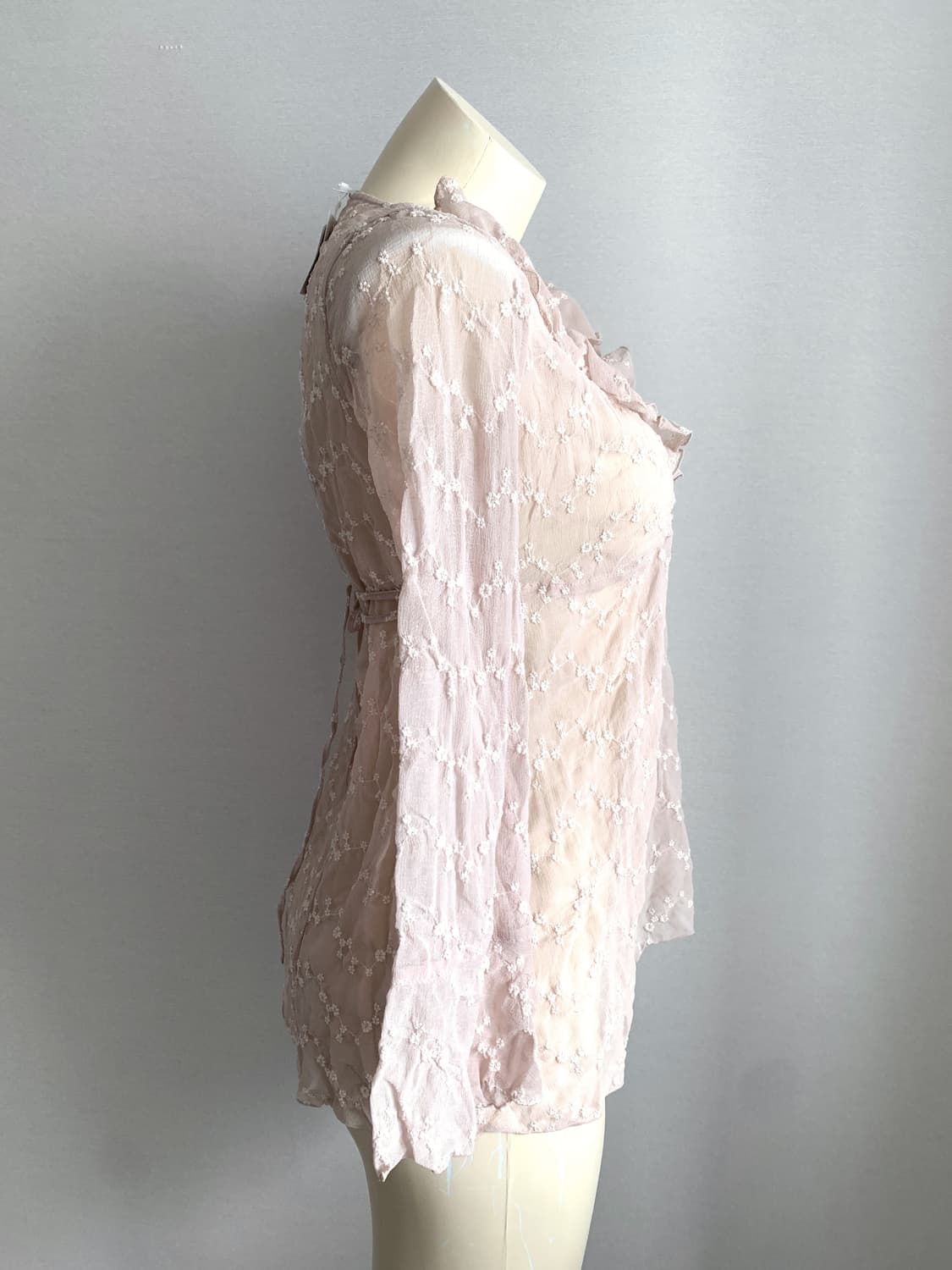로즈 핑크 시어 러플 블라우스 상품이미지2