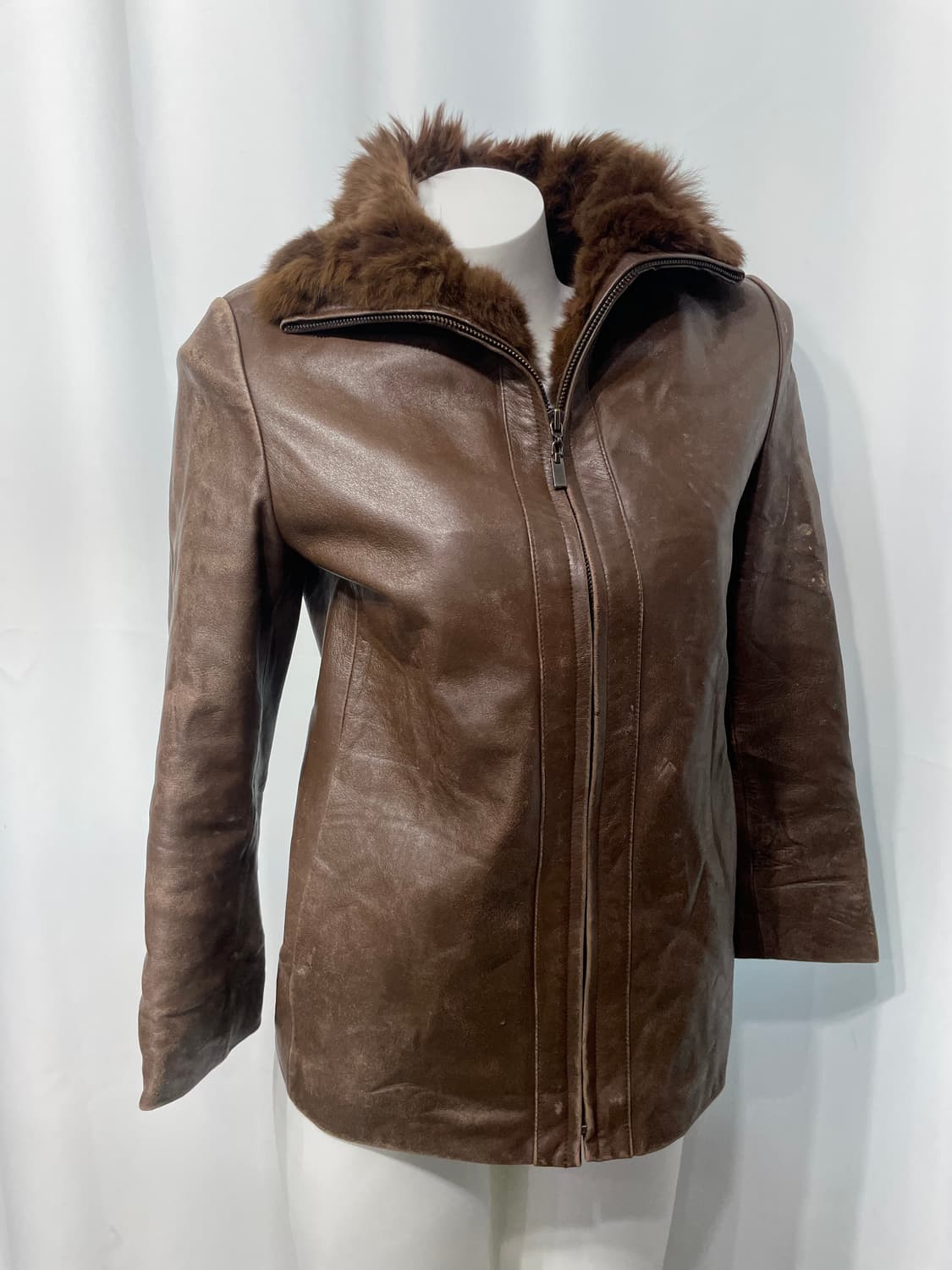 🎸빈티지 브라운 퍼 레더 자켓 상품이미지5