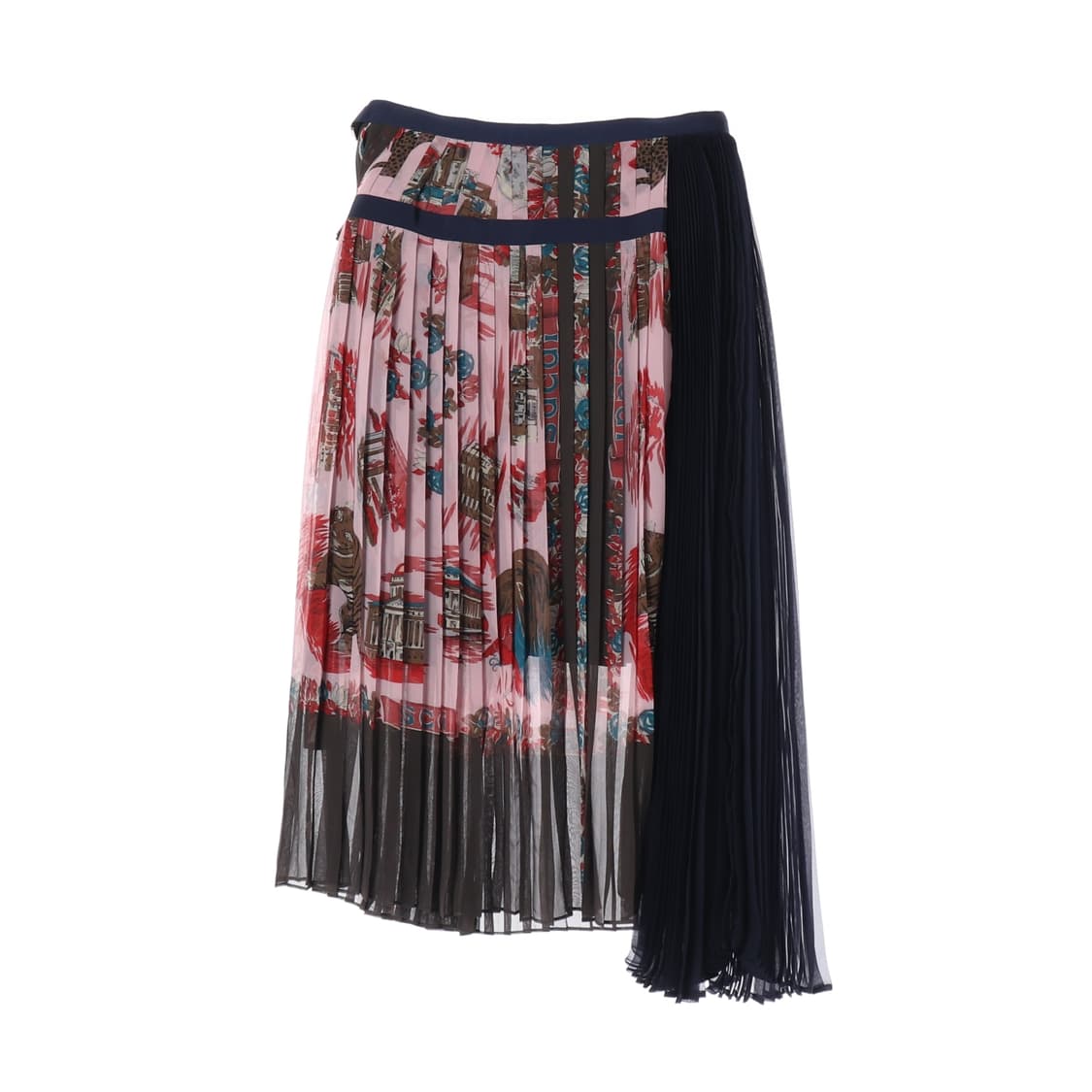 [M]사카이 핑크 스카프 프린트 롱 플리츠 스커트 치마
 상품이미지5