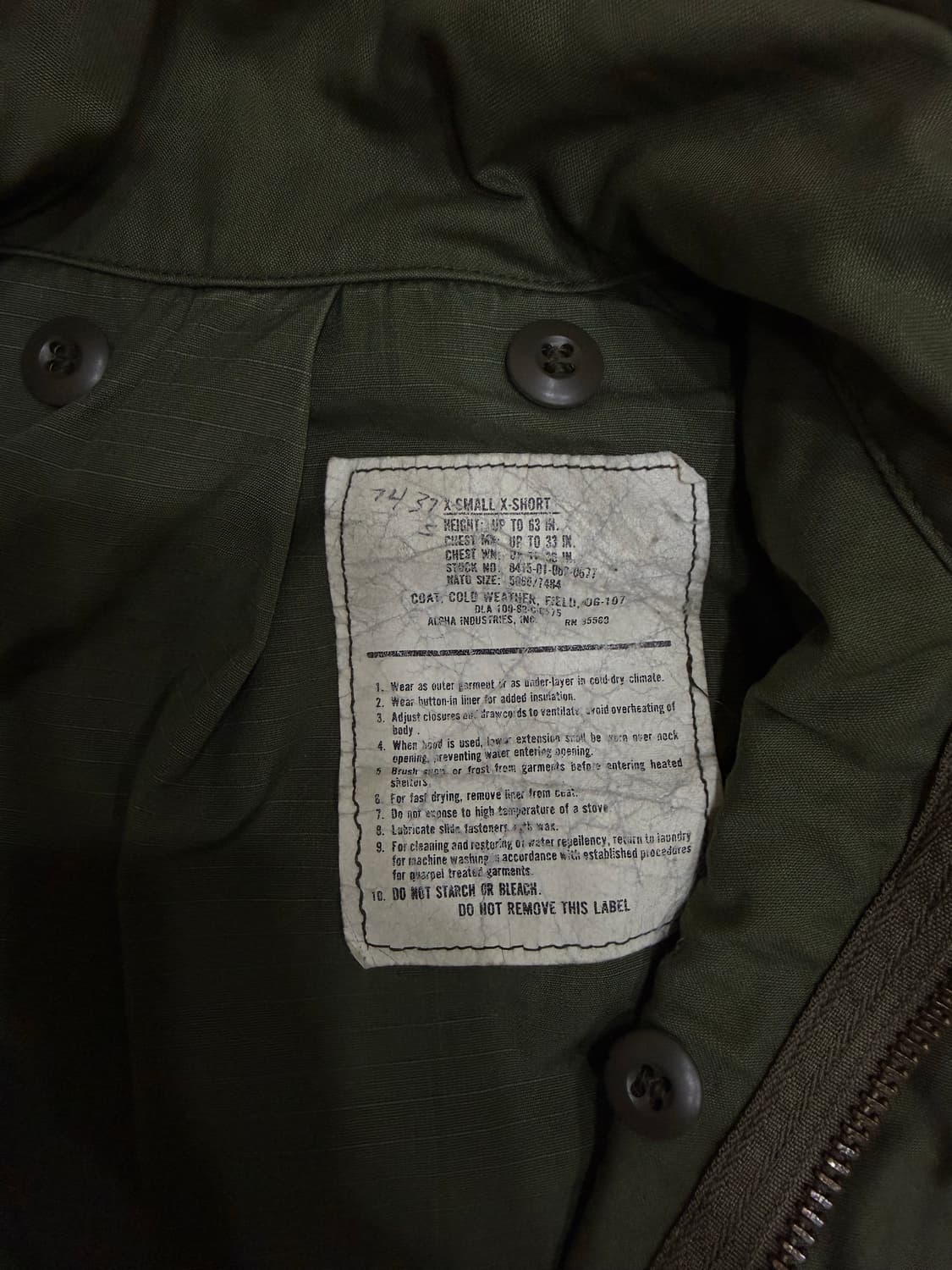 M-65 오리지널 자켓 (XS) 상품이미지4