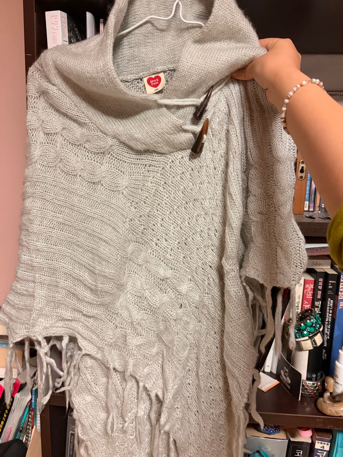 Space opera 모리걸 갸루 후드 판초 니트 상품이미지2