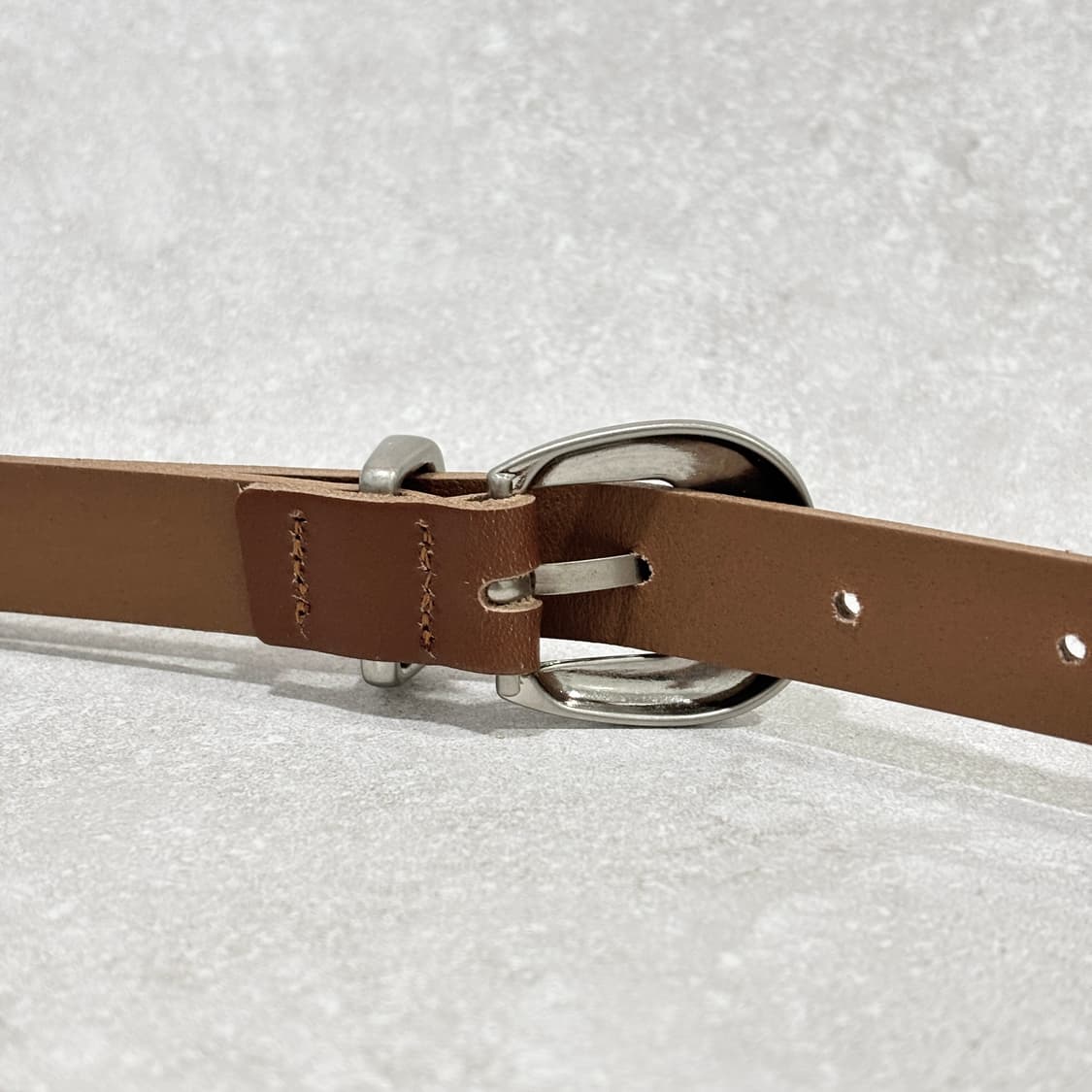 Oribell 라운드 볼드 버클 이탈리아 소가죽 웨스턴 벨트 카멜 상품이미지7