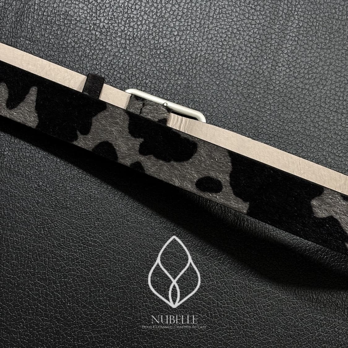 🌗 Cow hair belt / 카우 송치털 호피 벨트 차콜 상품이미지8