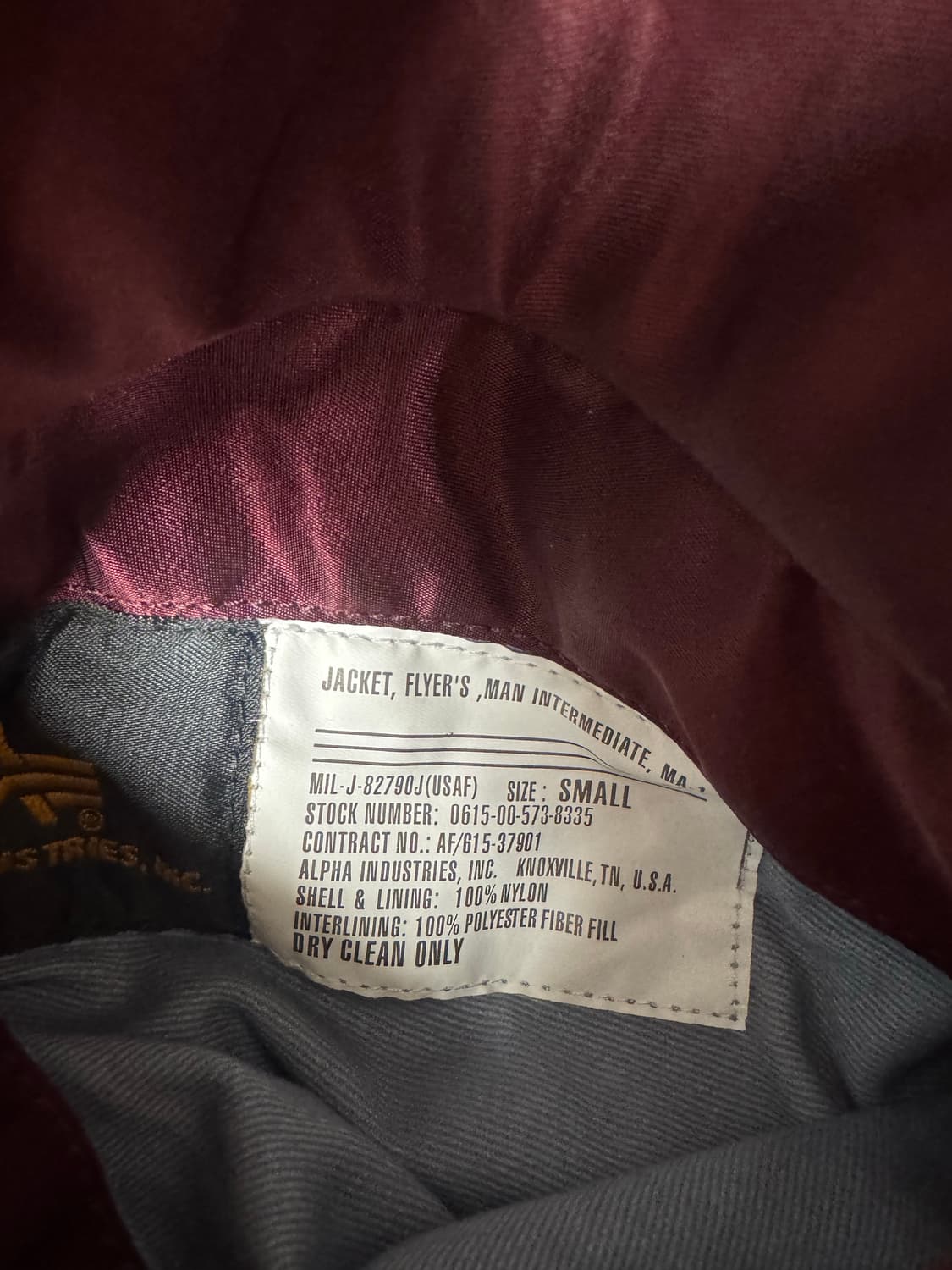 알파인더스트리 ma-1 s사이즈 버건디컬러 상품이미지6