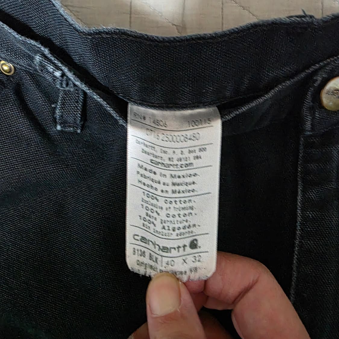 [40X32] 빈티지 칼하트 더블니 B01BLK 워크팬츠 트래쉬드 BK7 상품이미지5