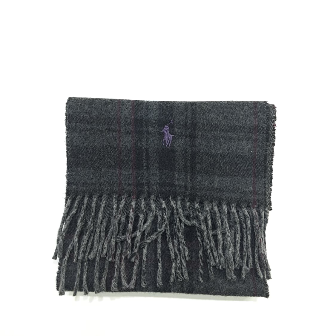 MX175 폴로 랄프로렌 그레이 체크 헤링본 울 양면 목도리 머플러 상품이미지7