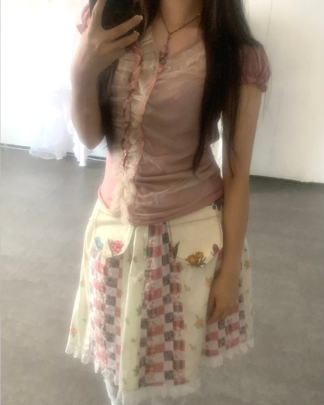 patchwork midi skirt 상품이미지5