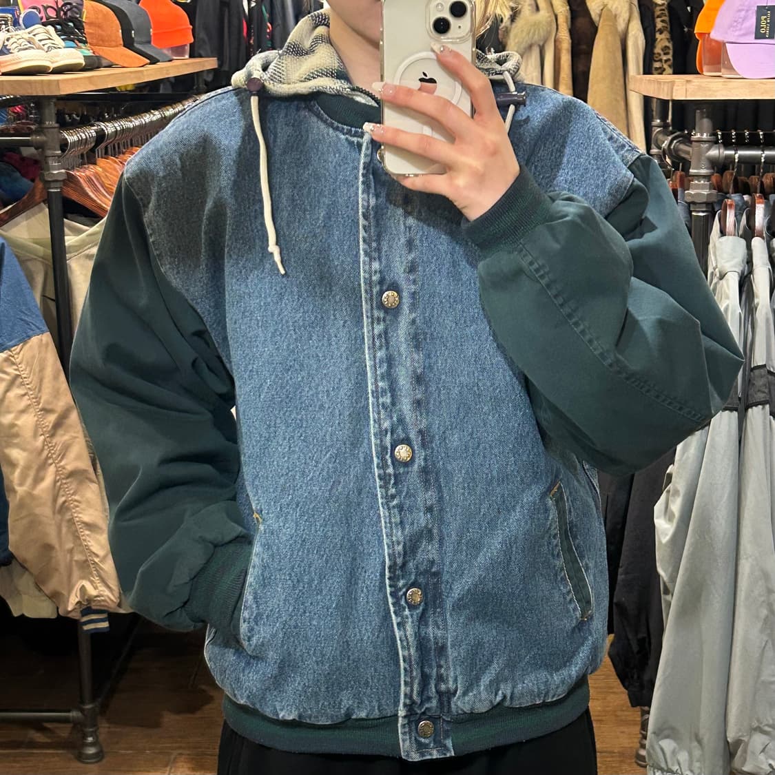 [HI] VTG 데님 후드 바시티 진청 상품이미지2