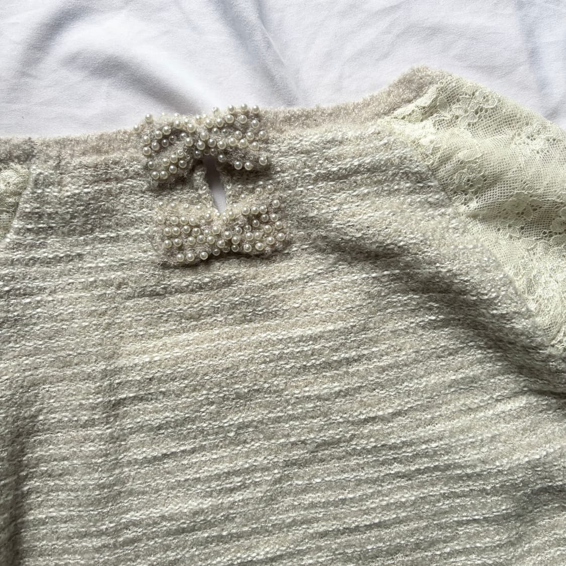 빈티지 미니멈미니멈 진주 레이스 갸루 니트 상품이미지2