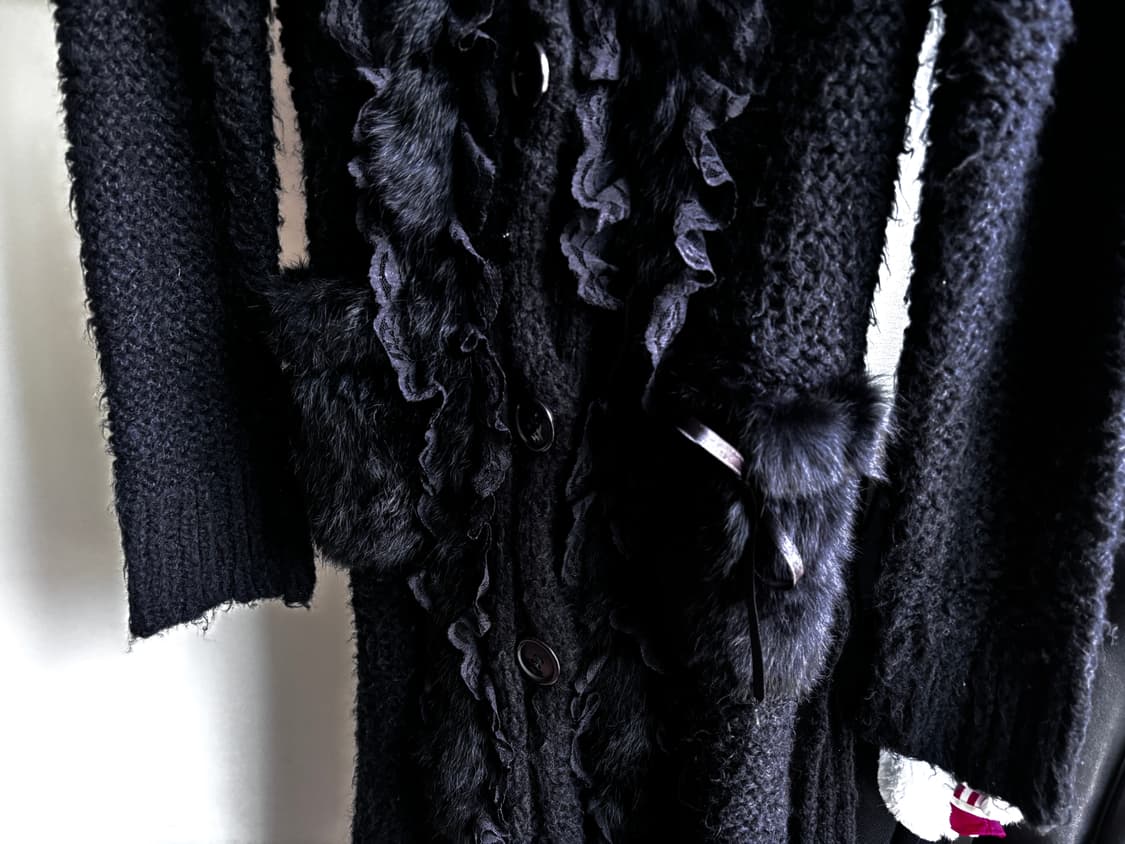 고딕펑크 롱 니트 퍼가디건 상품이미지6