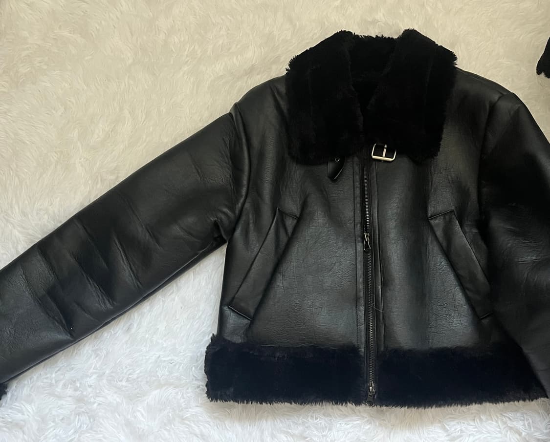 키튼 무스탕 자켓 블랙 상품이미지3