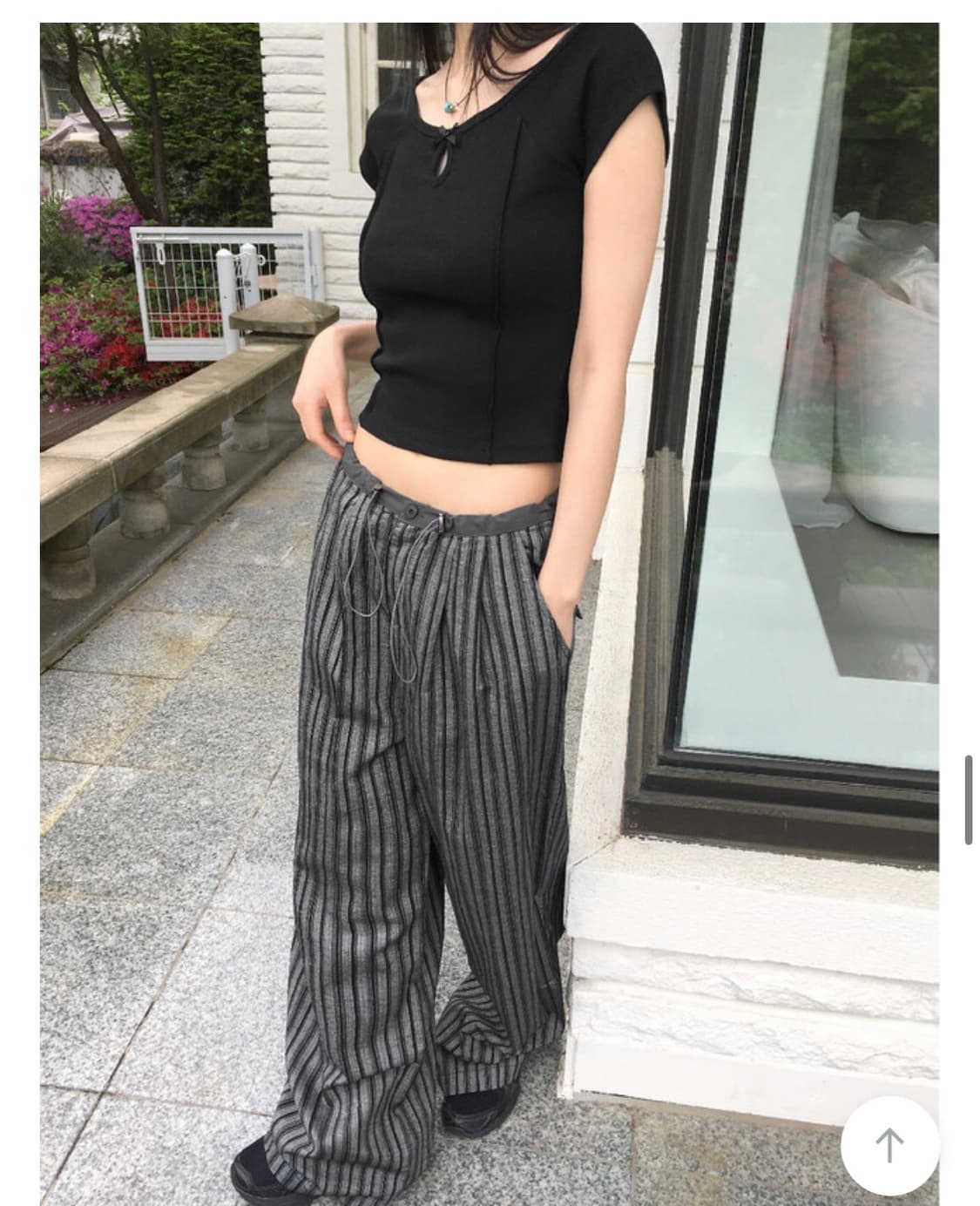 스트라이프 와이드 팬츠 바지 상품이미지7