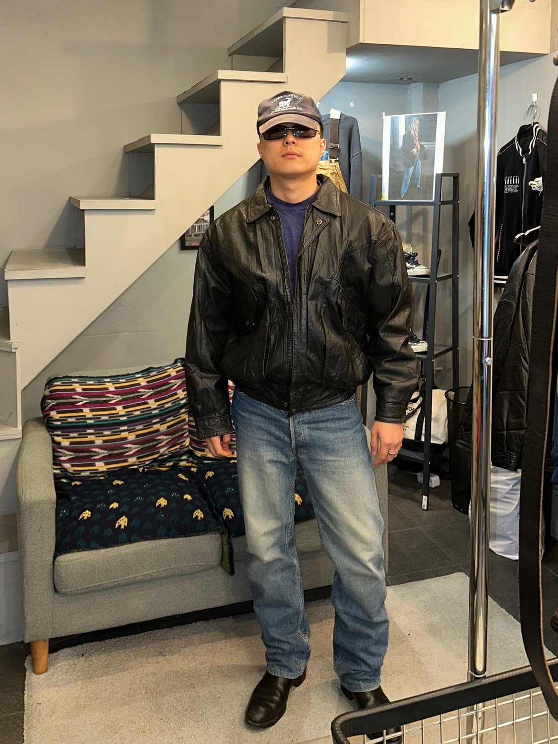 90’s Japanese cow-leather bomber jacket 상품이미지2