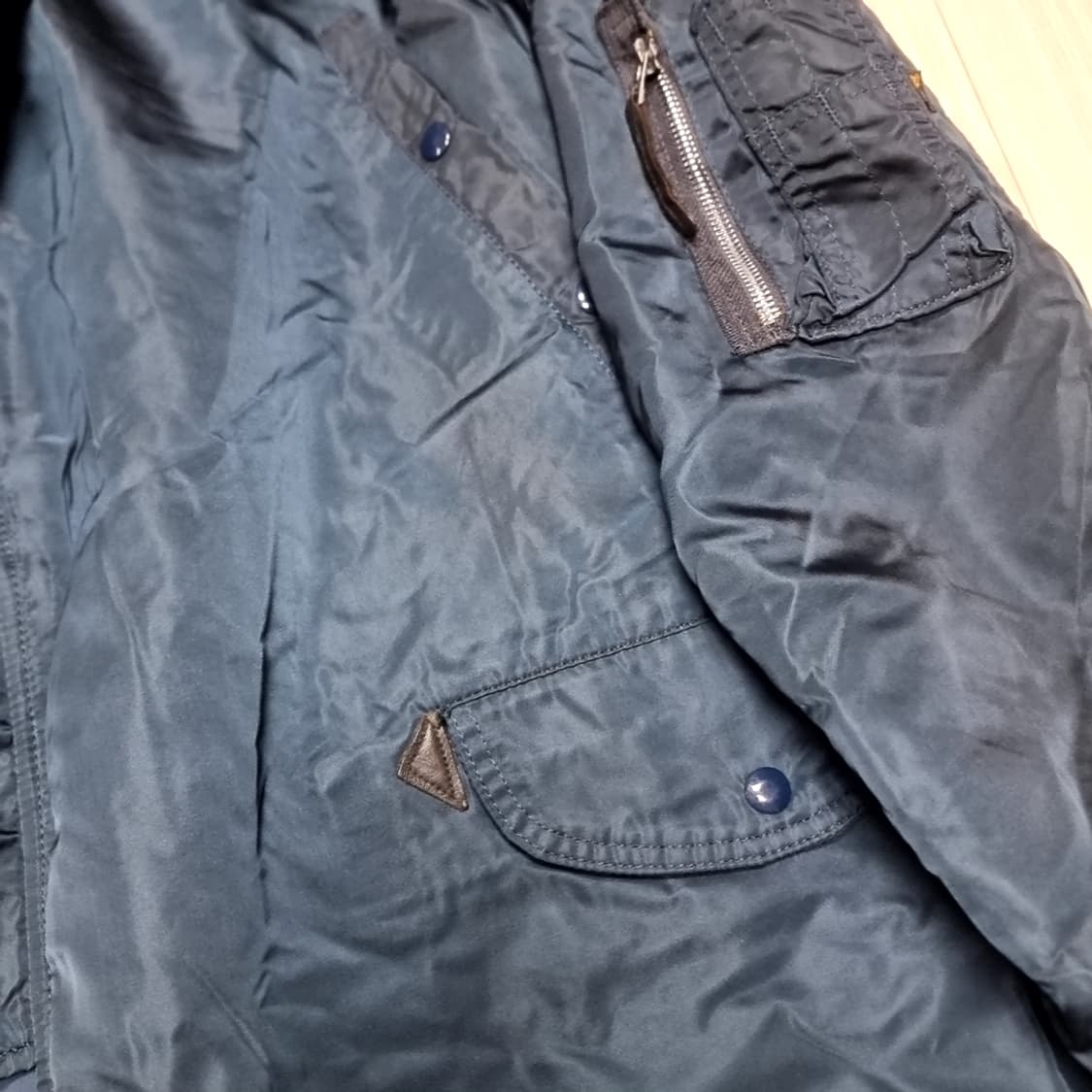 미제 알파인더스트리 N3B 블루 퍼 후드 패딩 코트(XL) 상품이미지4