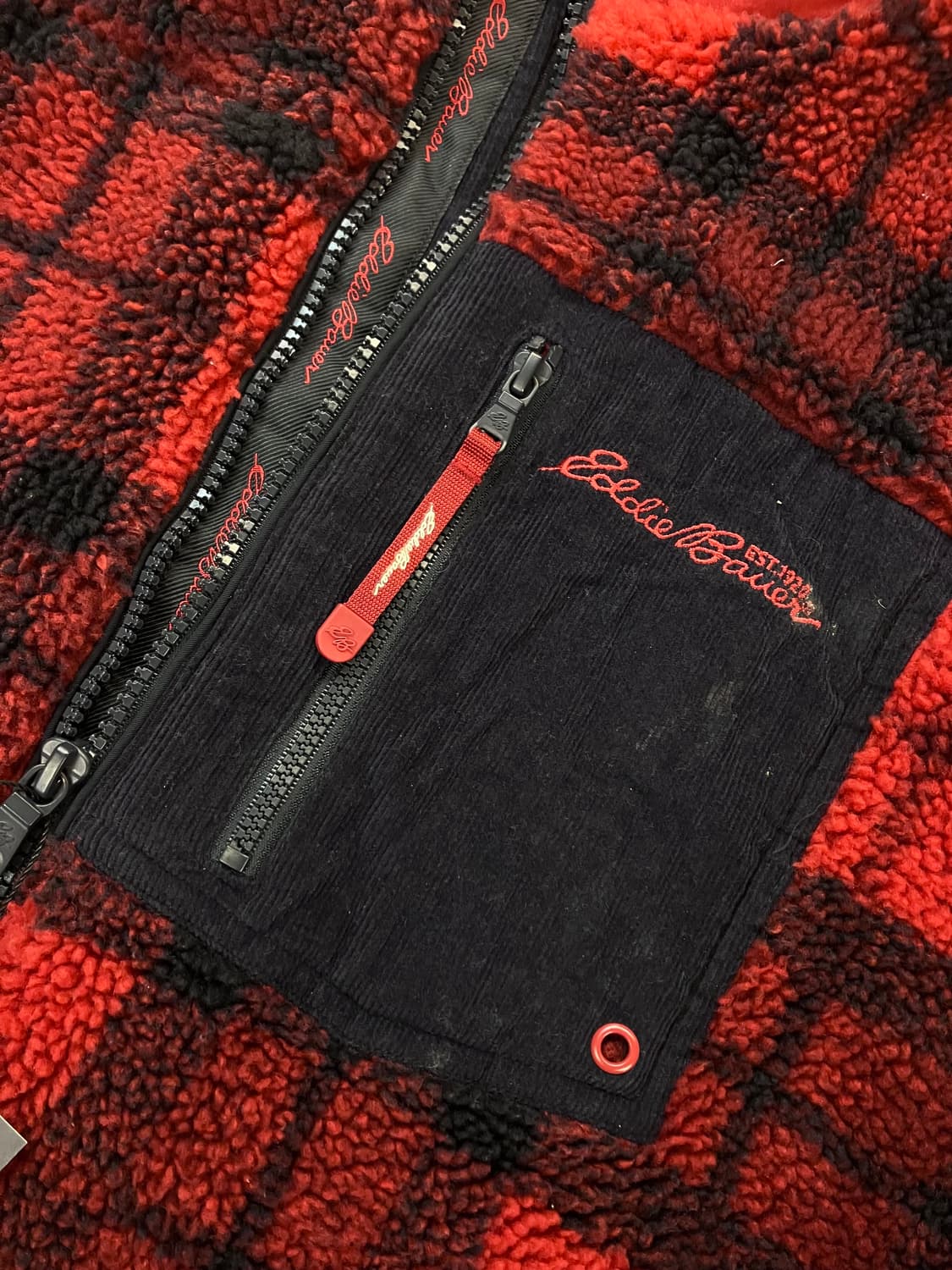 에디바우어 타탄 체크 플리스 자켓 레드 M  #csz3451 상품이미지4