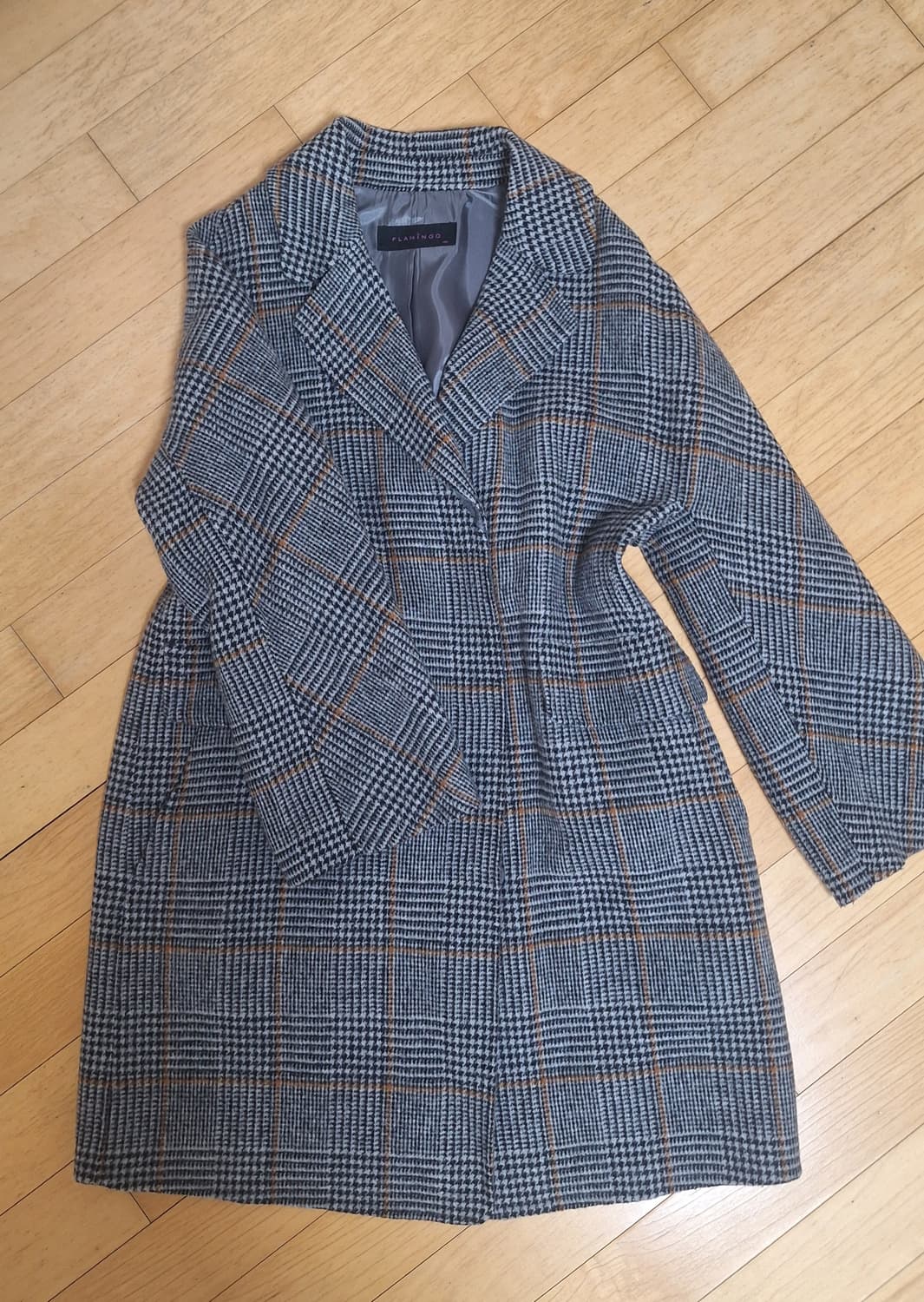 체크 퍼 코트 상품이미지1