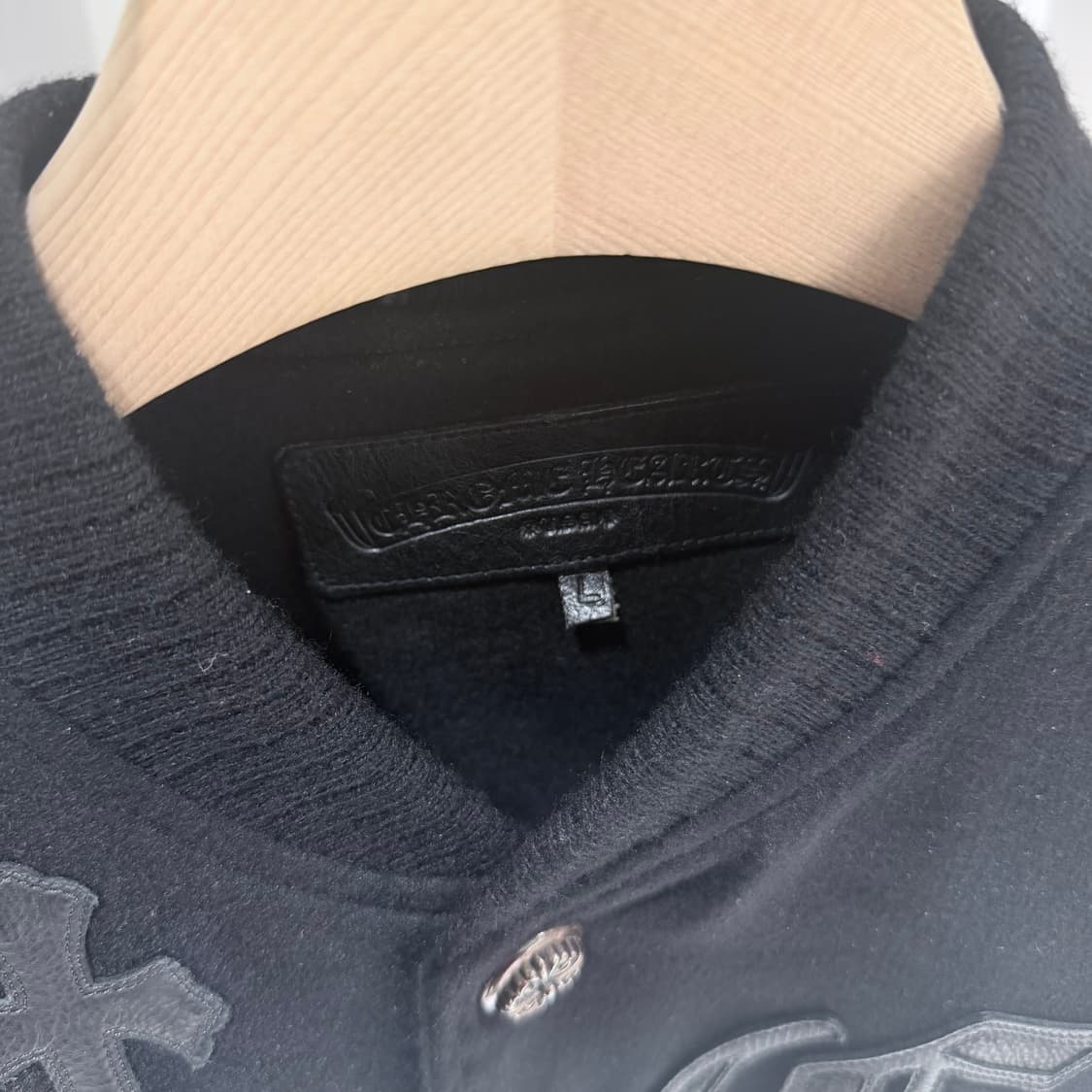 (A+/L) / 크롬하츠 레터맨 레더 바시티 가죽 자켓 블랙 상품이미지4