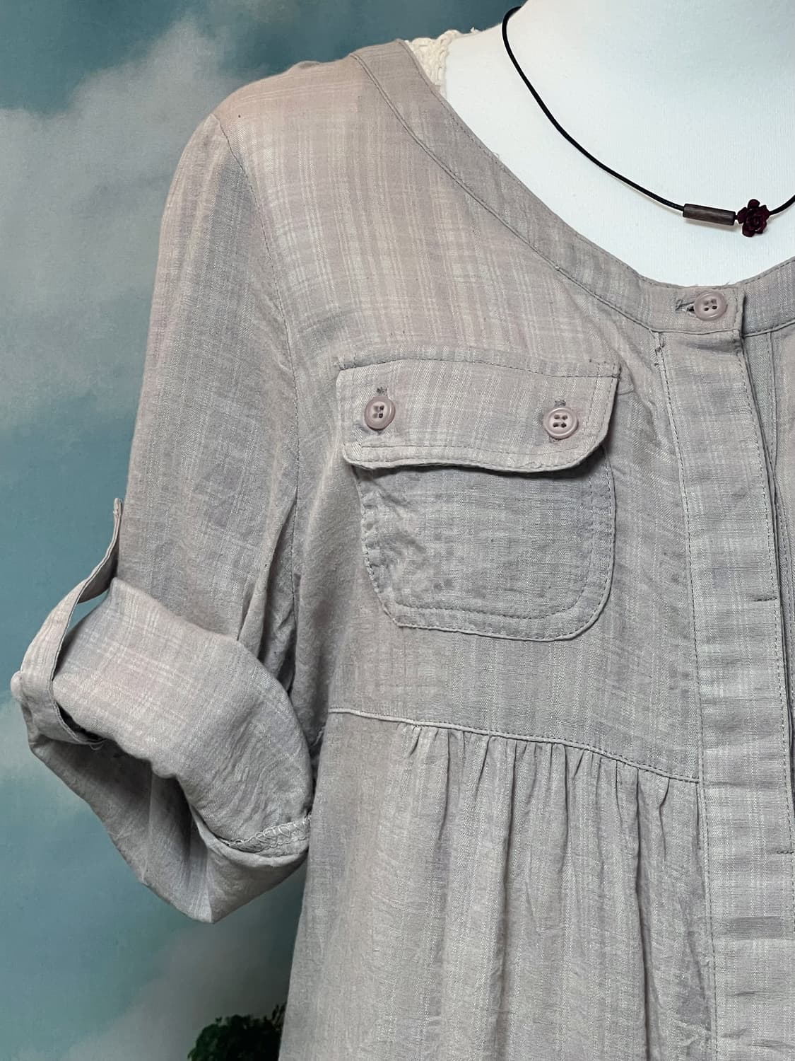 Teard frill shirt pocket dress   a layer 상품이미지4