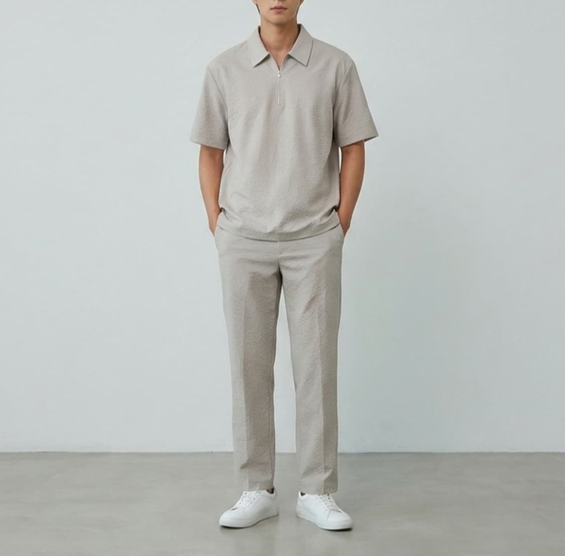 [100]앤드지 시어서커 하프집업 세트 상품이미지1