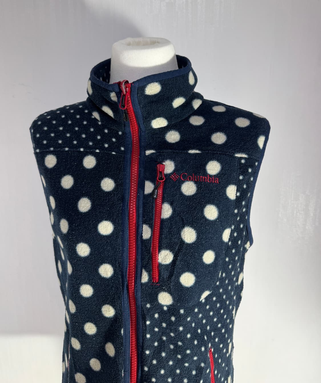 컬럼비아 도트 패턴 플리스 베스트 y2k 상품이미지4