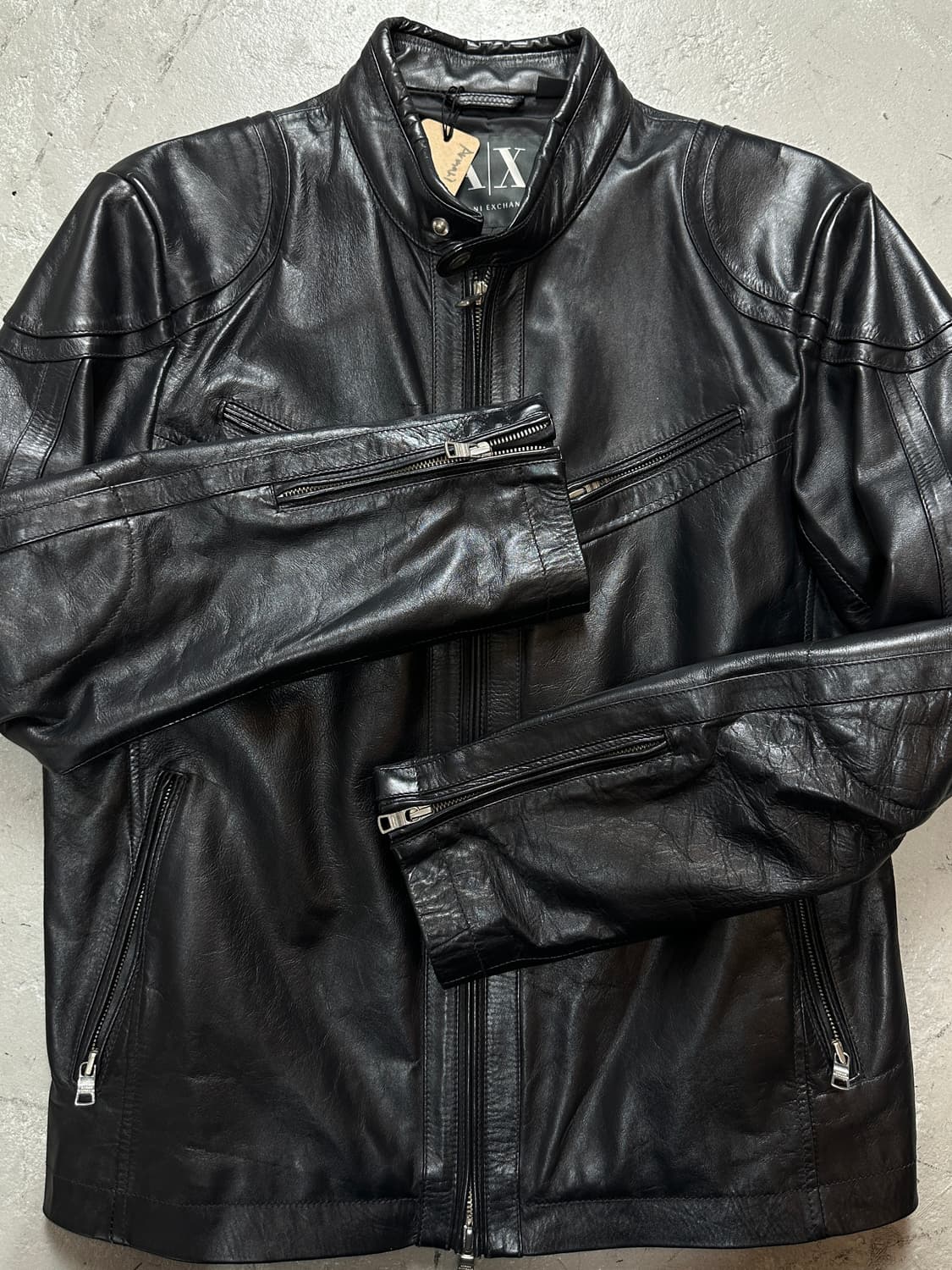  아르마니 익스체인지 레더 자켓 카페레이서 모터사이클 자켓 상품이미지8