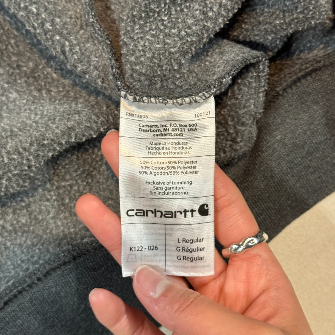 L) 칼하트 미드웨이트 오리지널핏 후드집업 차콜 그레이 상품이미지8
