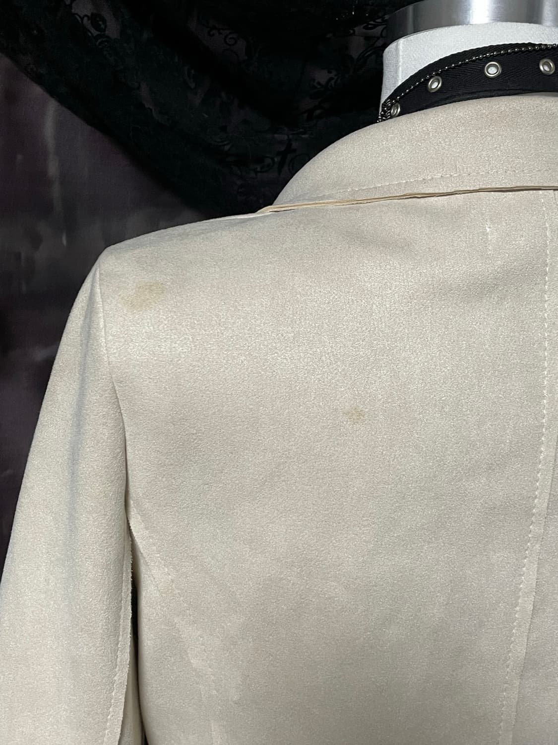 00s 핀터레스트맛 아이보리 비대칭 사선지퍼 벨티드라이더자켓 오네갸루 상품이미지4