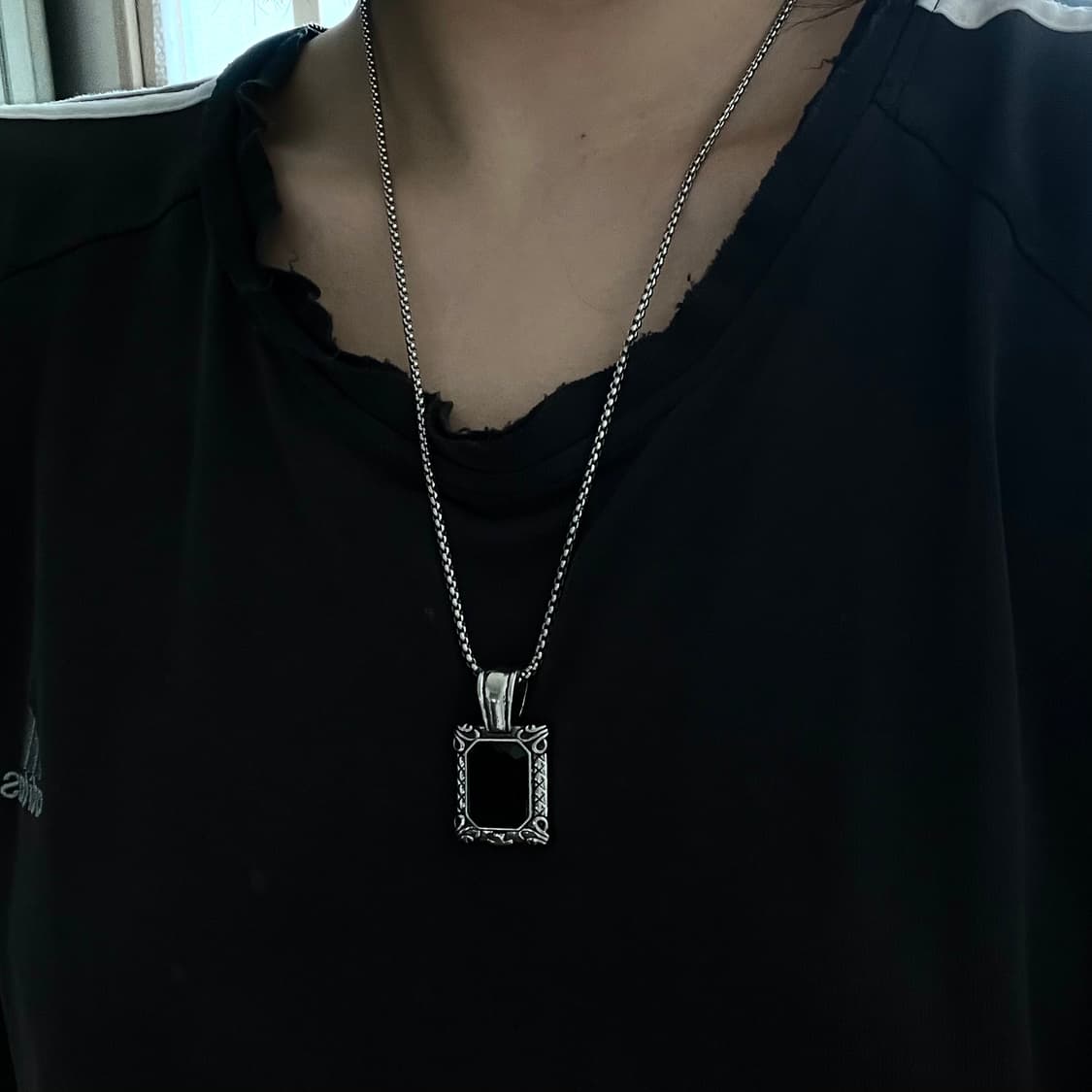 블랙 스퀘어 목걸이 상품이미지5