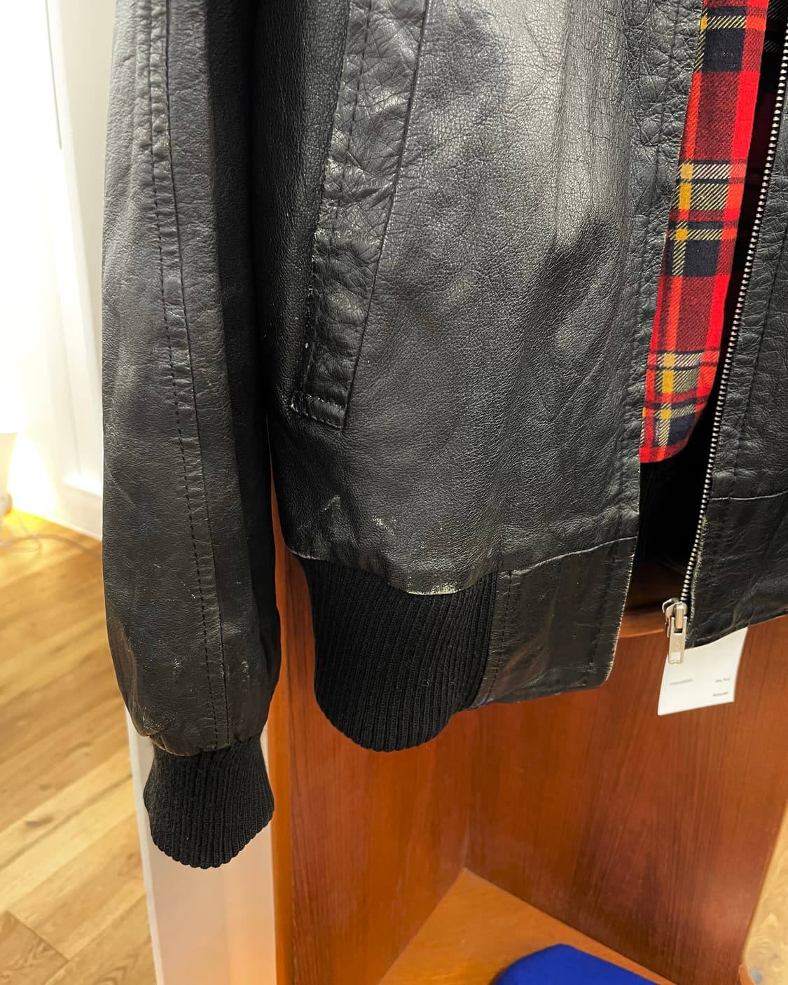 [M] 80s 레더 블루종 자켓 상품이미지7