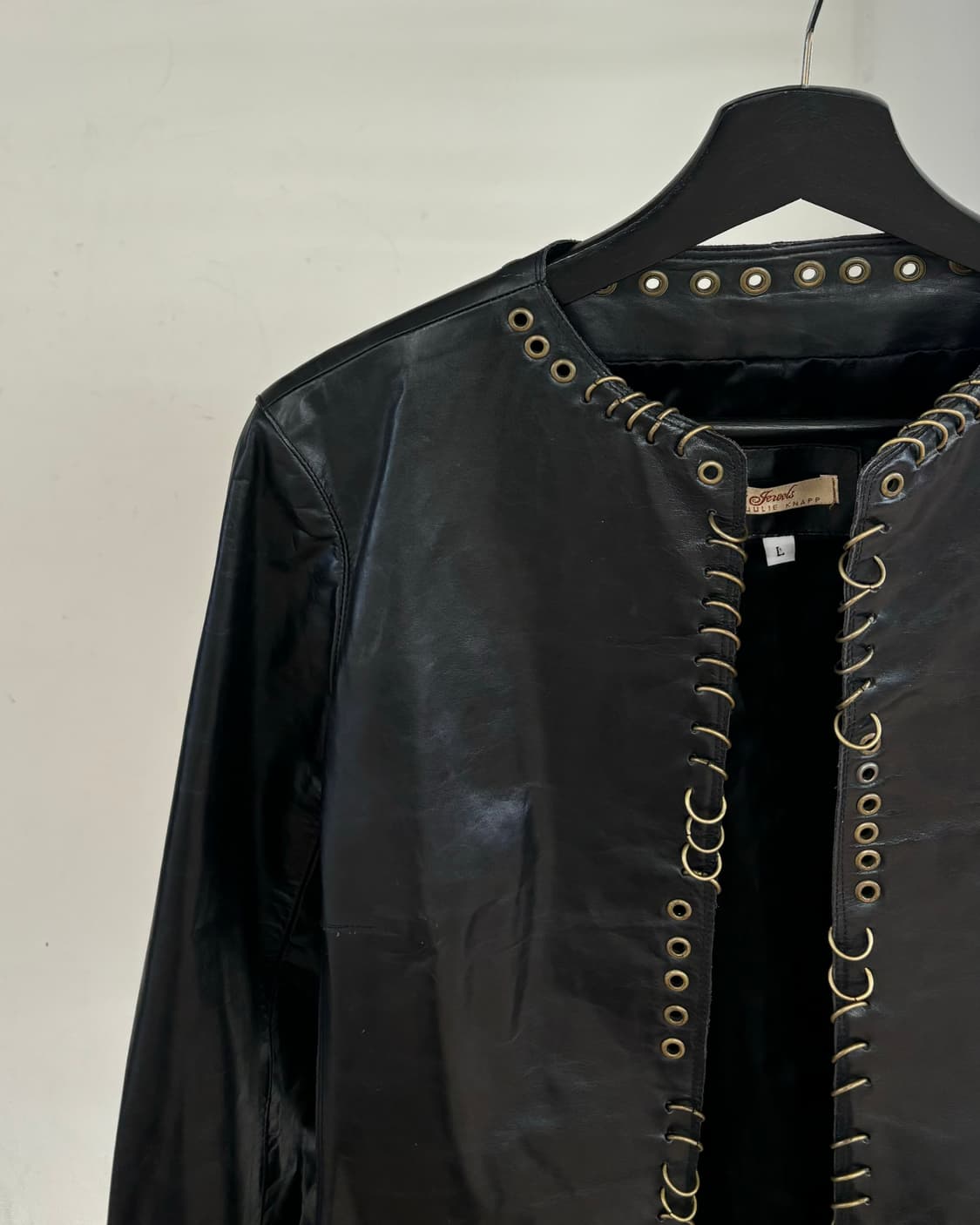 줄스 블랙 아일렛 링 슬림핏 레더 자켓 상품이미지3